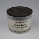 JF Candle Co. Aloe and agave candle 16oz, soy wax and 3 hemp wicks, frosted glass jar with wooden lid
