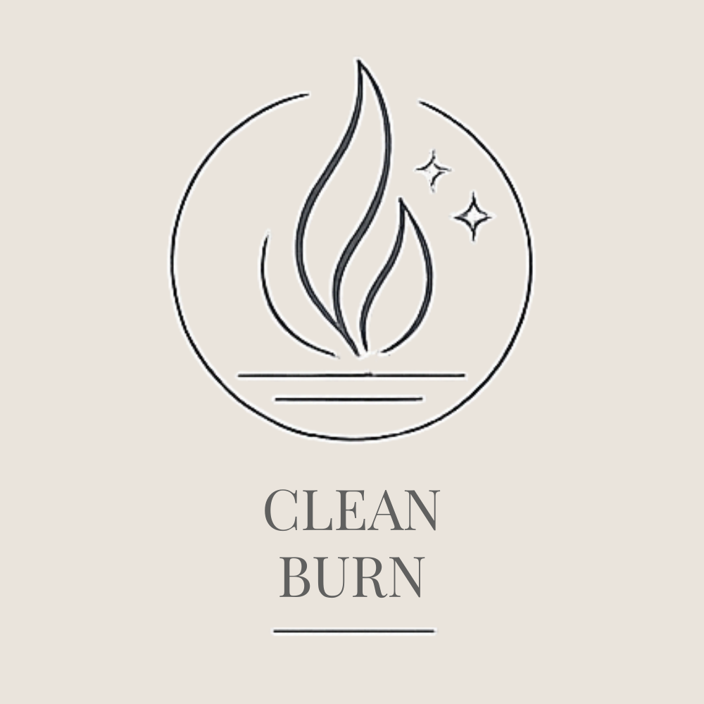 Clean-burning soy candle icon representing a soot-free, even burn