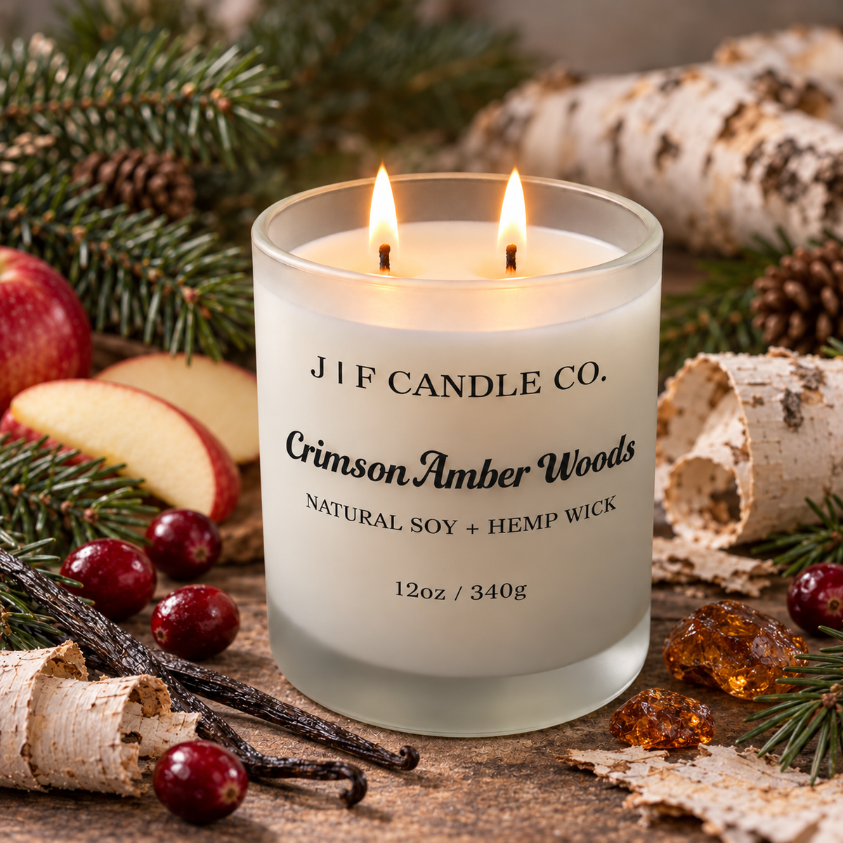 Crimson Amber Woods Soy Candle