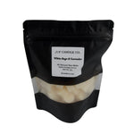 White Sage & Lavender 8 oz soy wax melt package by J | F Candle Co in black resealable packaging on a gray background