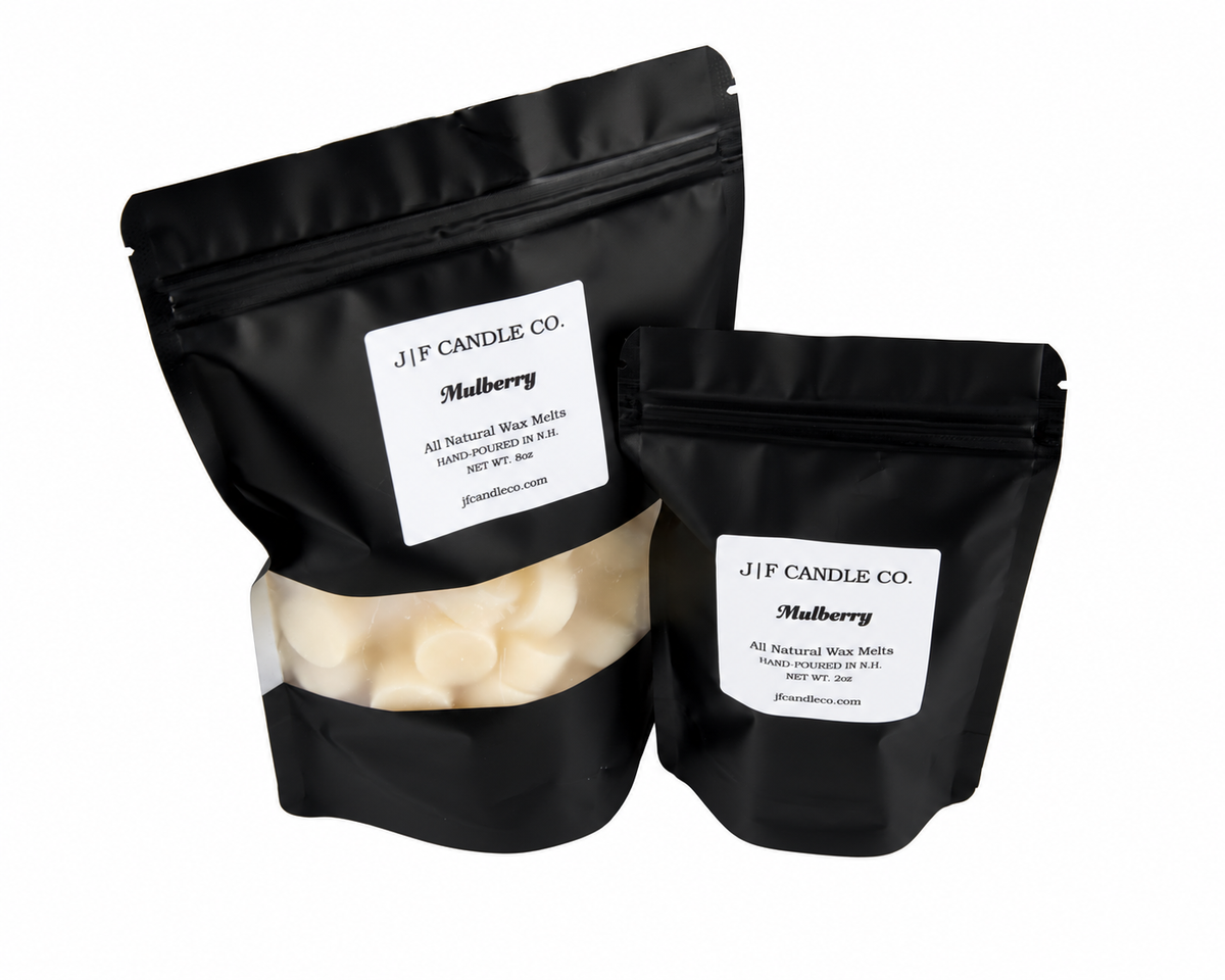 Mulberry Soy Wax Melts pouches on white background